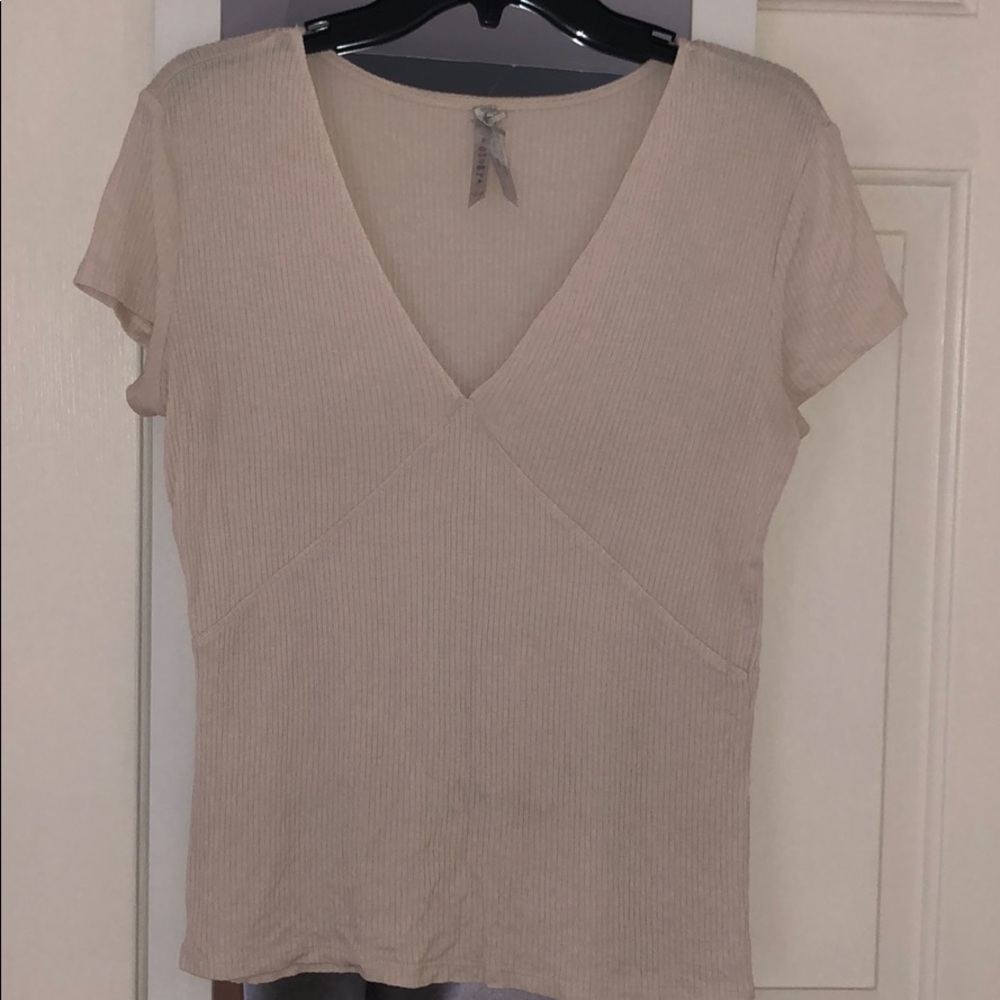 Cream v-neck blouse